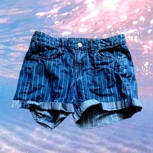 blue white striped jean shorts from h&m